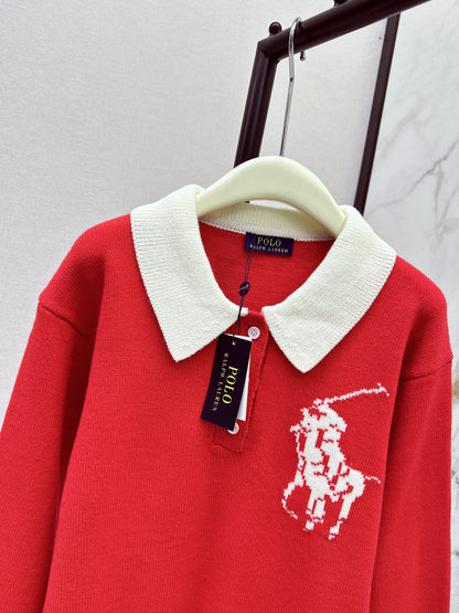26 Autumn/Winter Latest Polo Color-Block Collared Knit Sweater