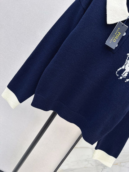 26 Autumn/Winter Latest Polo Color-Block Collared Knit Sweater