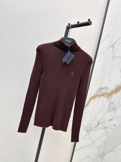 26 Fall/Winter Latest Small Logo Embroidered Wool Turtleneck Top