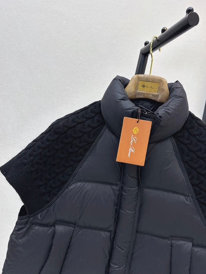26 Fall/Winter New Wool Knit Patchwork Short-Sleeve Down Jacket