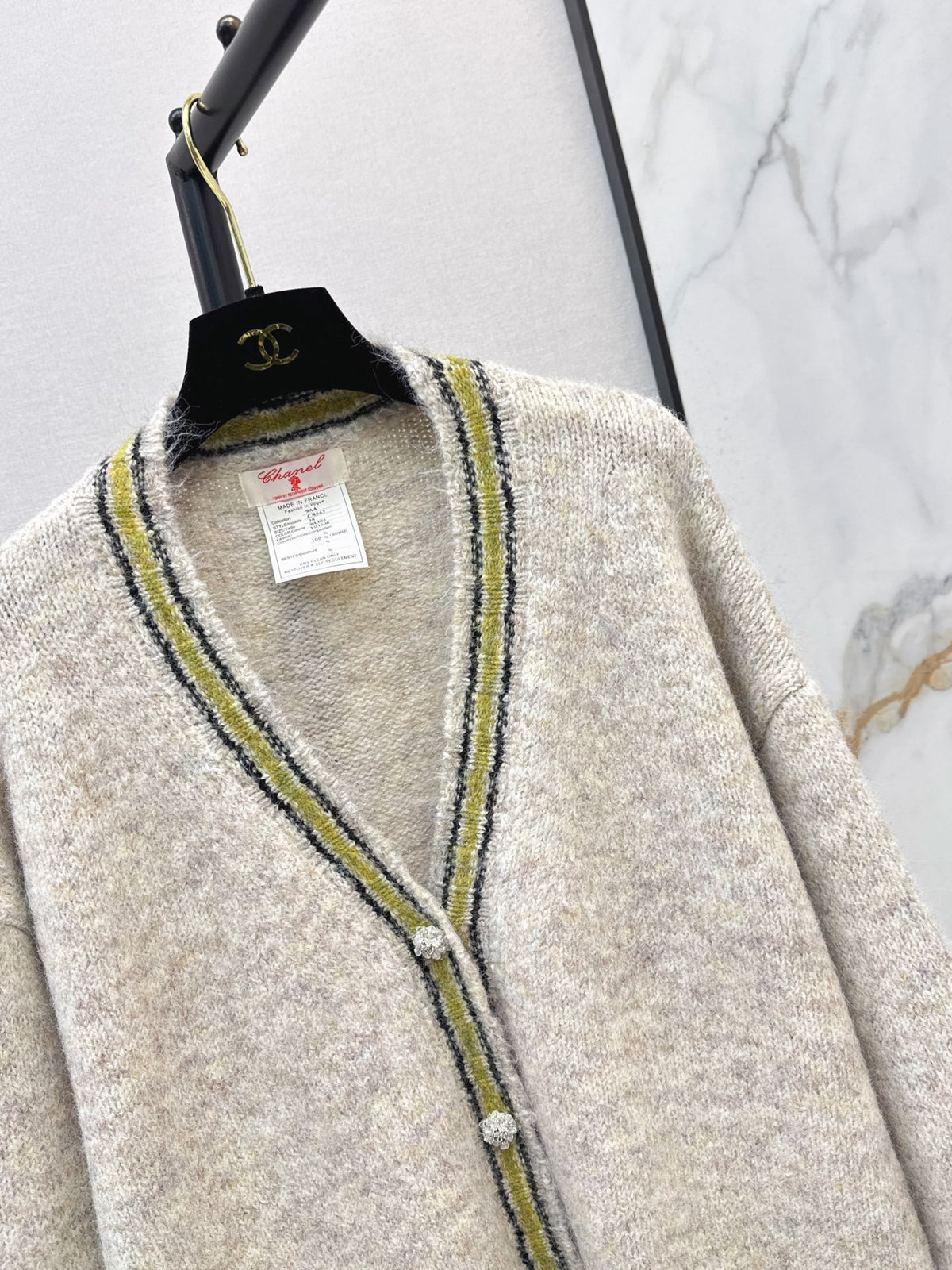 26 Fall/Winter Latest Colorblock Stripe Trim Knit Cardigan