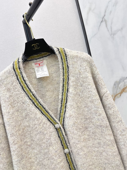 26 Fall/Winter Latest Colorblock Stripe Trim Knit Cardigan