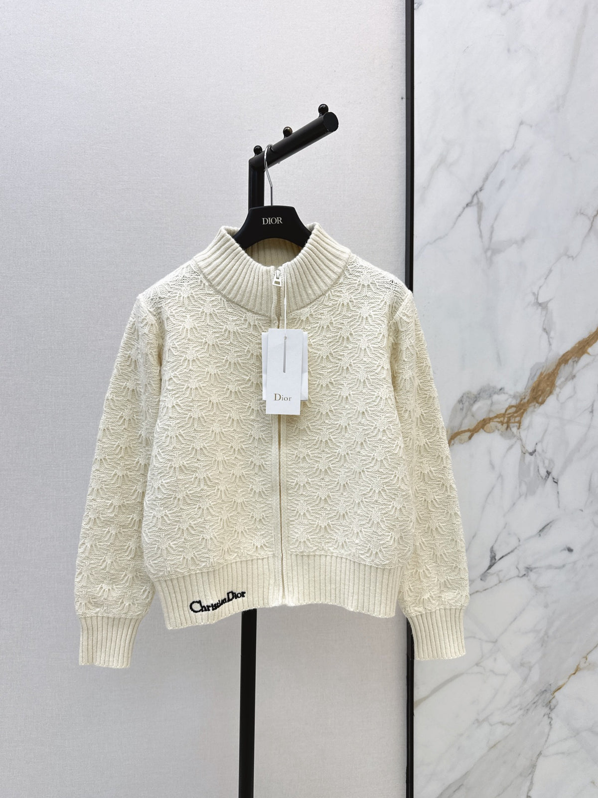 26 Fall/Winter Latest Zipper Stand Collar Loose Lazy Style Knit Cardigan