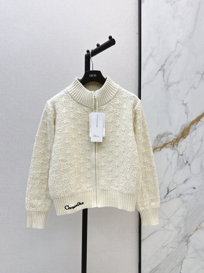 26 Fall/Winter Latest Zipper Stand Collar Loose Lazy Style Knit Cardigan