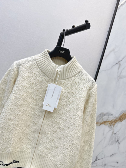 26 Fall/Winter Latest Zipper Stand Collar Loose Lazy Style Knit Cardigan