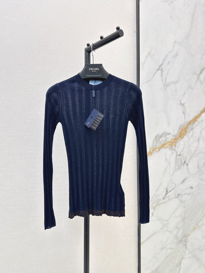26 Autumn/Winter Latest Long-Term Style Outfit Ribbed Design Color-Block Wavy Hem Base Shirt
