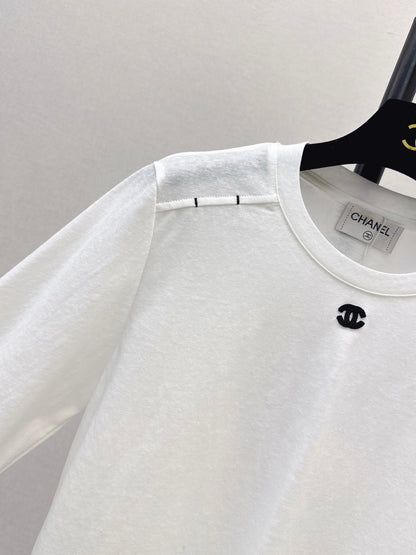 26 Fall/Winter New Pure Cotton Long-Sleeve White T-Shirt