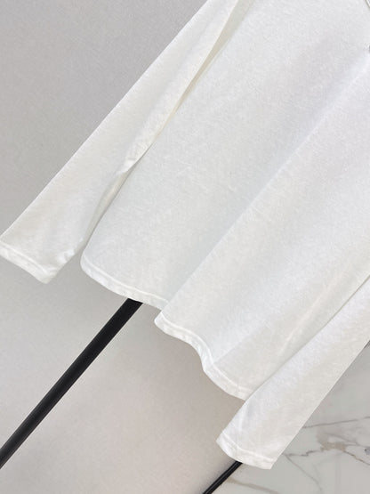 26 Fall/Winter New Pure Cotton Long-Sleeve White T-Shirt