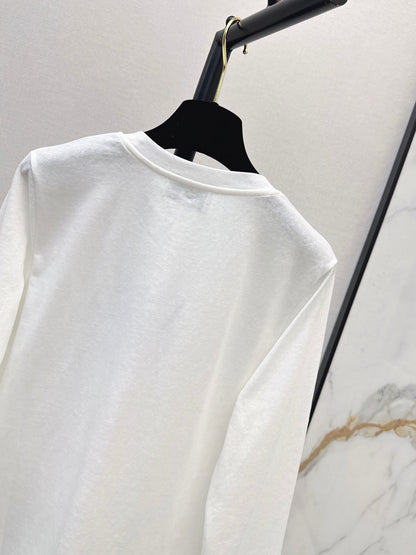 26 Fall/Winter New Pure Cotton Long-Sleeve White T-Shirt