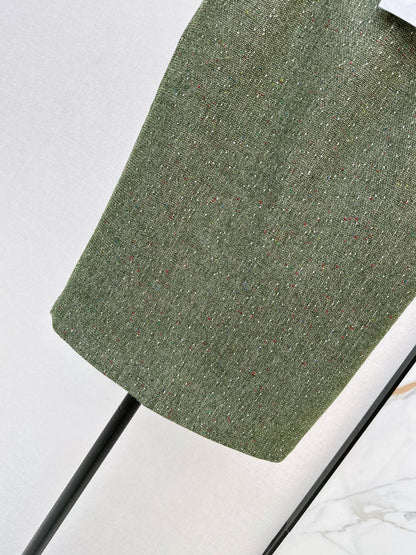 26 Fall/Winter Latest High-End Green Tweed High-Waist Skirt