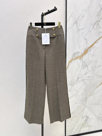 26New Early Autumn Vintage Houndstooth Straight-Leg Trousers