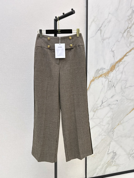 26New Early Autumn Vintage Houndstooth Straight-Leg Trousers