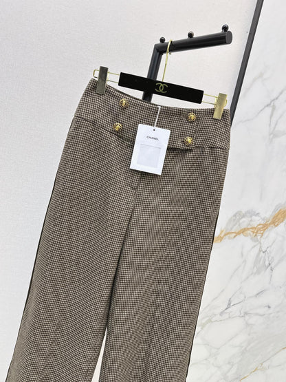 26New Early Autumn Vintage Houndstooth Straight-Leg Trousers