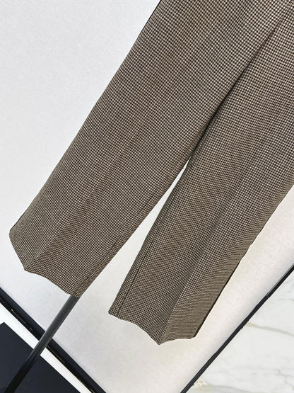 26New Early Autumn Vintage Houndstooth Straight-Leg Trousers