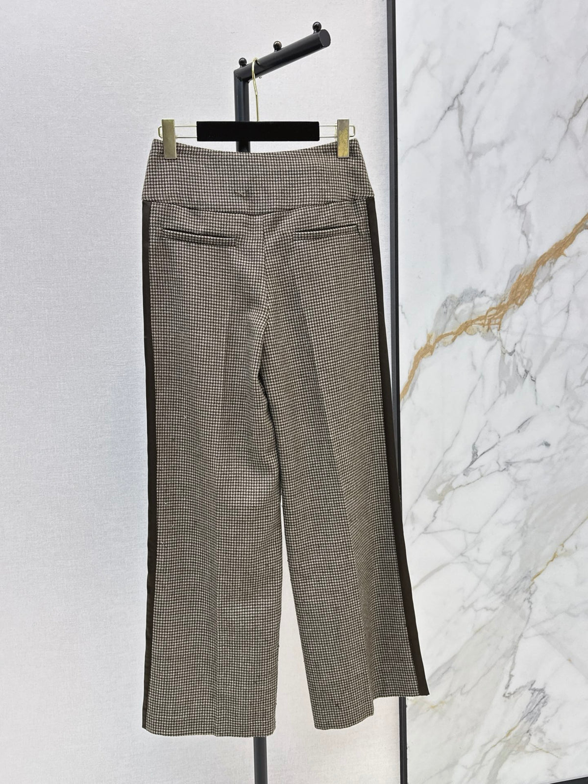 26New Early Autumn Vintage Houndstooth Straight-Leg Trousers