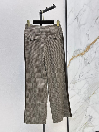 26New Early Autumn Vintage Houndstooth Straight-Leg Trousers