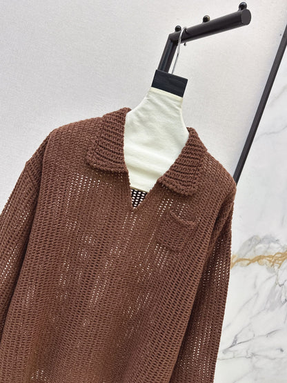 26Latest Autumn/Winter Open-Knit Collared Sweater