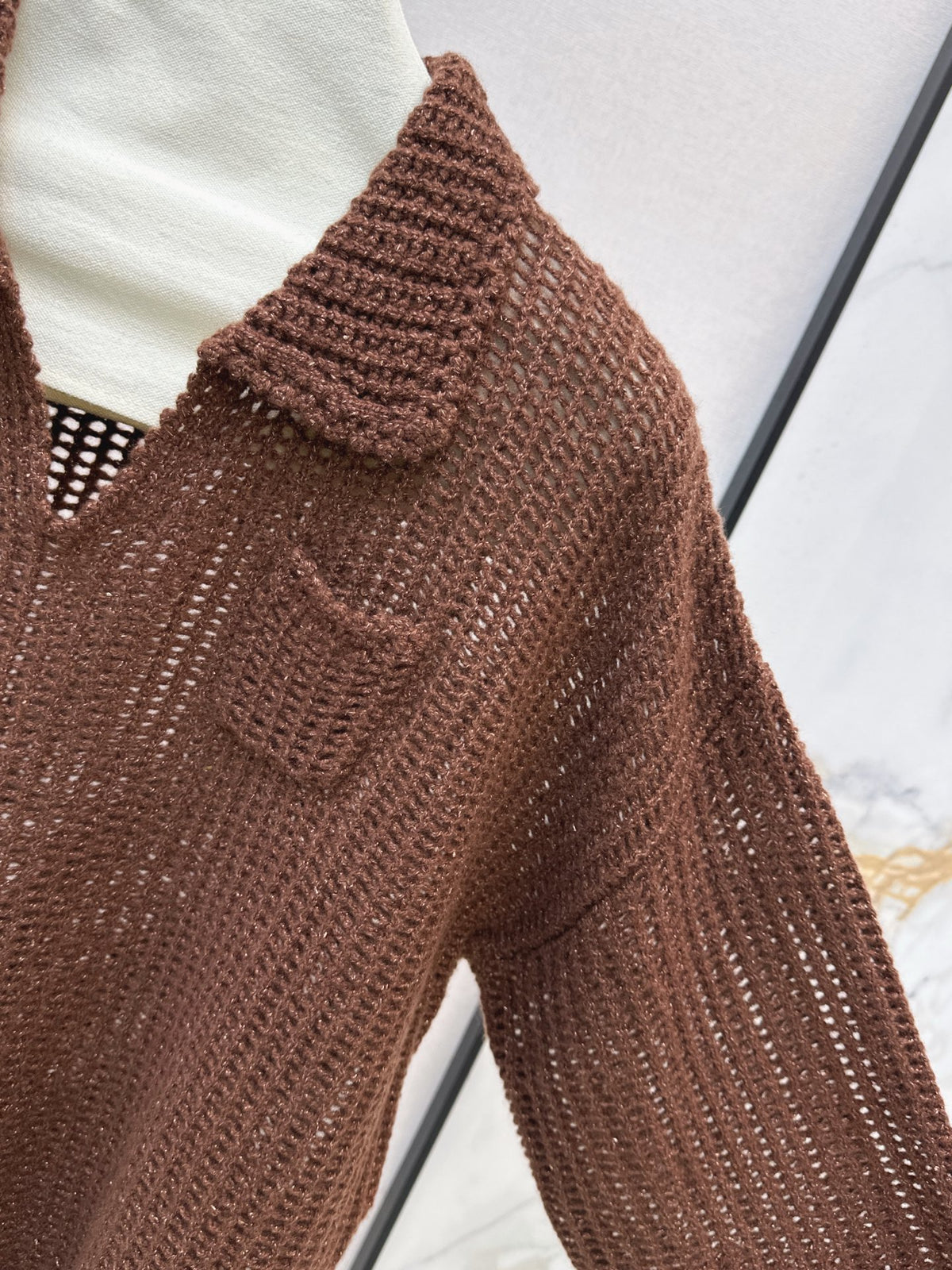 26Latest Autumn/Winter Open-Knit Collared Sweater