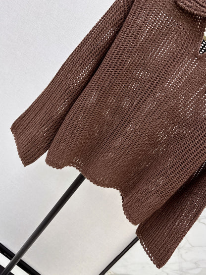 26Latest Autumn/Winter Open-Knit Collared Sweater