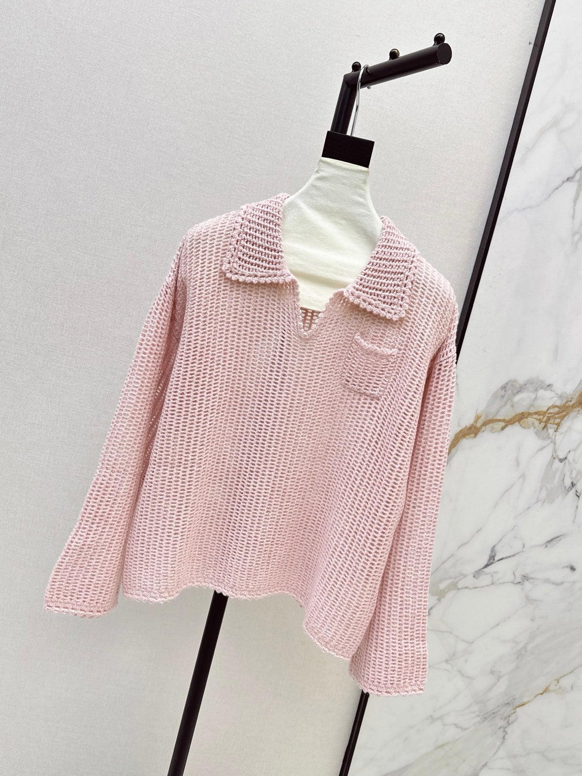 26Latest Autumn/Winter Open-Knit Collared Sweater