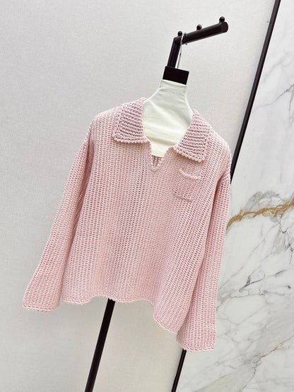26Latest Autumn/Winter Open-Knit Collared Sweater