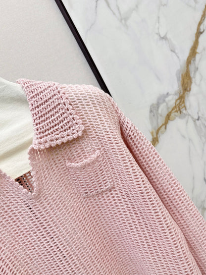 26Latest Autumn/Winter Open-Knit Collared Sweater
