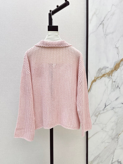 26Latest Autumn/Winter Open-Knit Collared Sweater