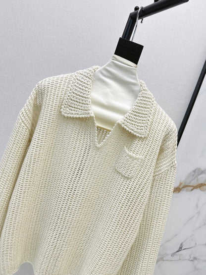 26Latest Autumn/Winter Open-Knit Collared Sweater