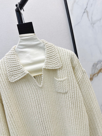 26Latest Autumn/Winter Open-Knit Collared Sweater