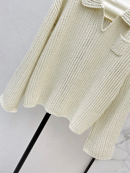 26Latest Autumn/Winter Open-Knit Collared Sweater