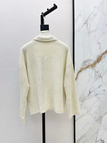 26Latest Autumn/Winter Open-Knit Collared Sweater