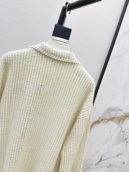 26Latest Autumn/Winter Open-Knit Collared Sweater