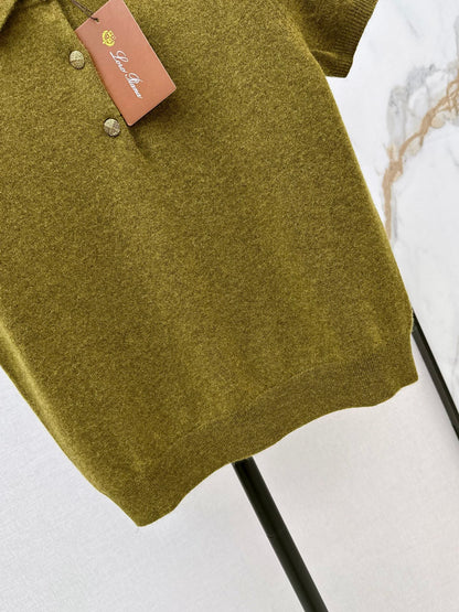 26Latest Autumn/Winter Mustard-Yellow Short-Sleeve Knit Polo Top