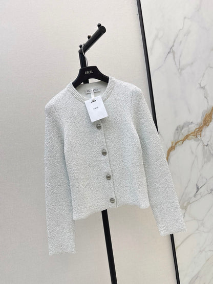 26Latest Autumn/Winter Sequin-Yarn Crew-Neck Knit Cardigan