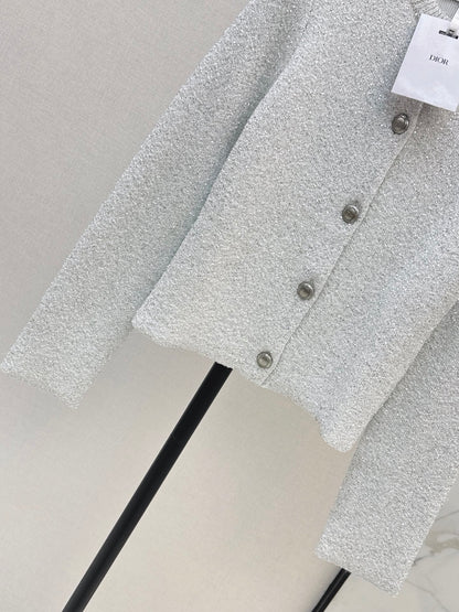 26Latest Autumn/Winter Sequin-Yarn Crew-Neck Knit Cardigan