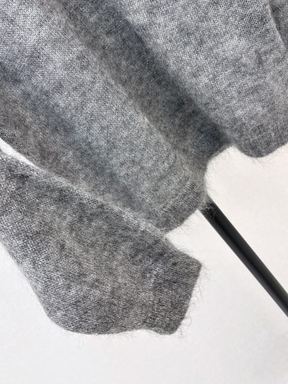 26Latest Autumn/Winter Speckled Grey Mohair Polo-Collar Knit