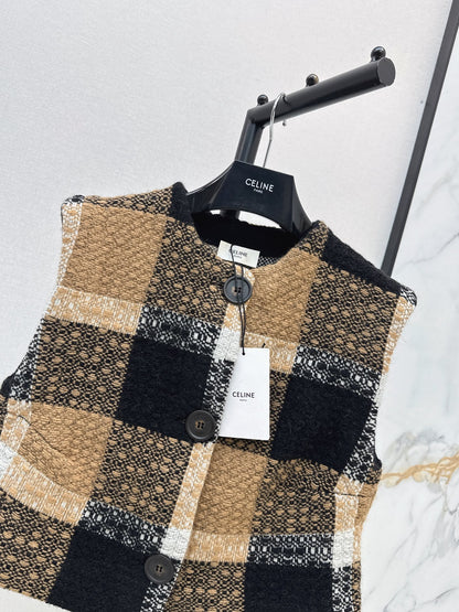 26Latest Autumn/Winter Vintage Plaid Tweed Vest
