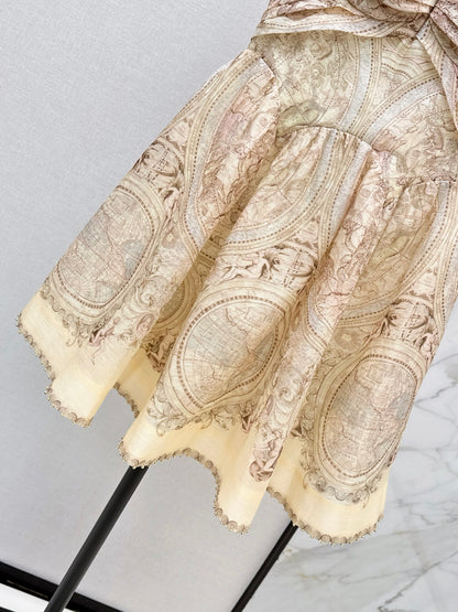 26Latest Early-Autumn Resort-Style Short Printed Dress