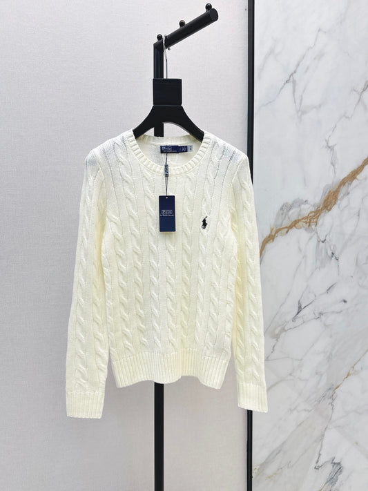 26Latest Autumn/Winter Long-Sleeve Crew-Neck Knit Sweater with Pony Embroidery