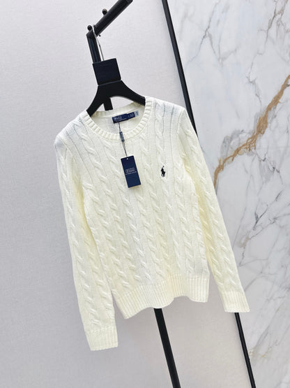 26Latest Autumn/Winter Long-Sleeve Crew-Neck Knit Sweater with Pony Embroidery