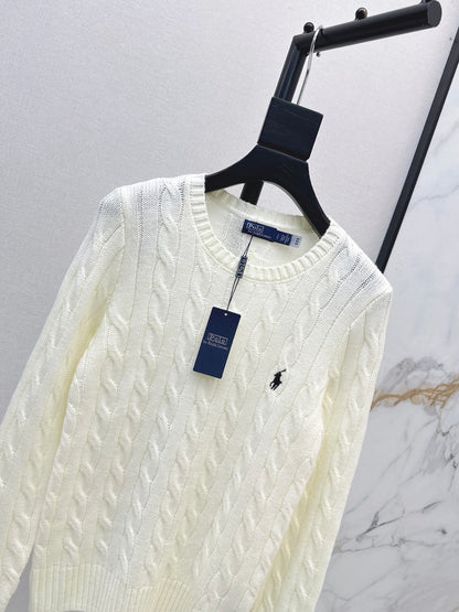 26Latest Autumn/Winter Long-Sleeve Crew-Neck Knit Sweater with Pony Embroidery