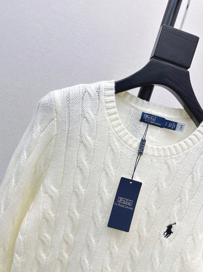 26Latest Autumn/Winter Long-Sleeve Crew-Neck Knit Sweater with Pony Embroidery