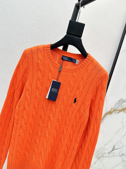 26Latest Autumn/Winter Long-Sleeve Crew-Neck Knit Sweater with Pony Embroidery