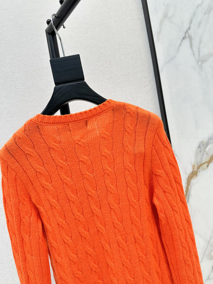 26Latest Autumn/Winter Long-Sleeve Crew-Neck Knit Sweater with Pony Embroidery