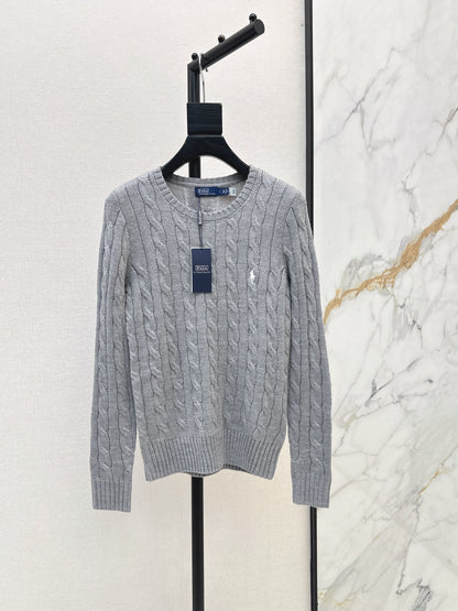 26Latest Autumn/Winter Long-Sleeve Crew-Neck Knit Sweater with Pony Embroidery