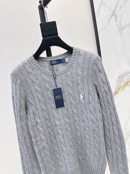 26Latest Autumn/Winter Long-Sleeve Crew-Neck Knit Sweater with Pony Embroidery