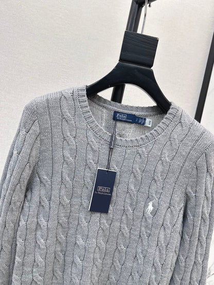 26Latest Autumn/Winter Long-Sleeve Crew-Neck Knit Sweater with Pony Embroidery