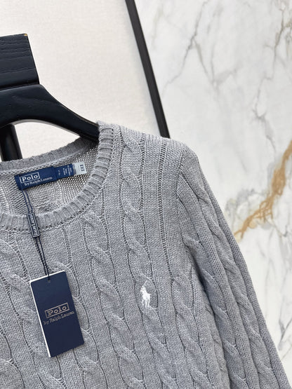26Latest Autumn/Winter Long-Sleeve Crew-Neck Knit Sweater with Pony Embroidery