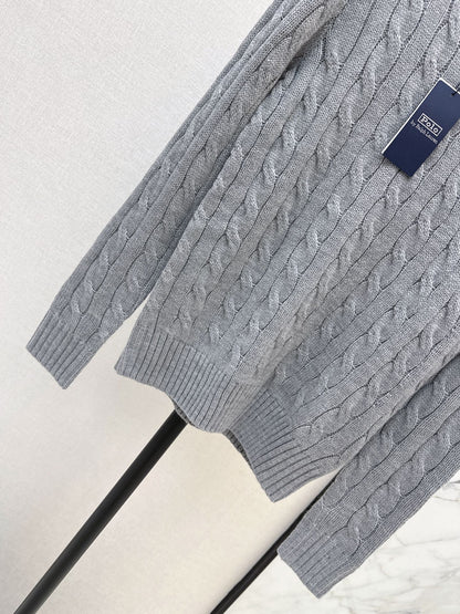 26Latest Autumn/Winter Long-Sleeve Crew-Neck Knit Sweater with Pony Embroidery