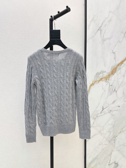 26Latest Autumn/Winter Long-Sleeve Crew-Neck Knit Sweater with Pony Embroidery